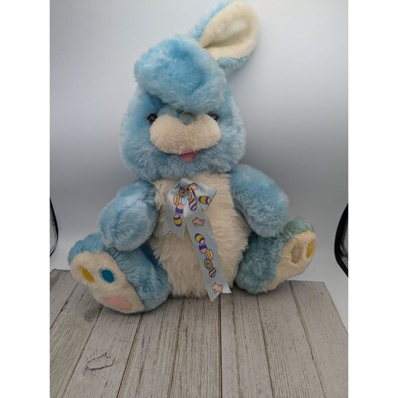 Vintage Cuddle Wit Blue Rabbit Easter Bunny Stuffed Animal 16" - Picture 1 of 6